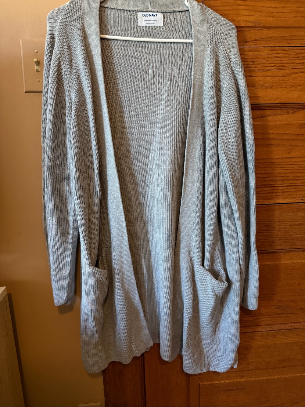 Old Navy Light Gray Open-Front Ribbed Cardigan